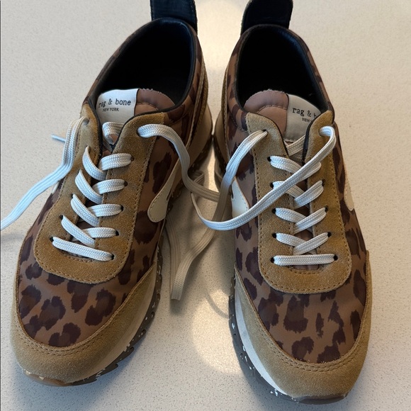 Rag & Bone Leopard Print Sneakers with Brown and Tan - Picture 2 of 3